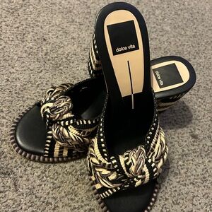 Dolce Vita Brilah black multi woven heel sandals NWOT